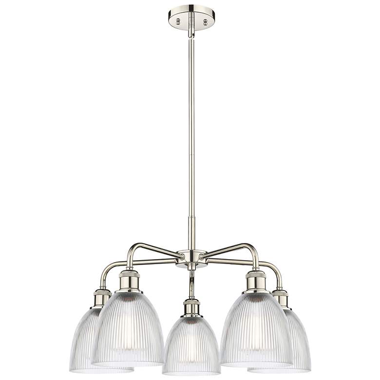 Image 1 Castile 24"W 5 Light Polished Nickel Stem Hung Chandelier With Clear S