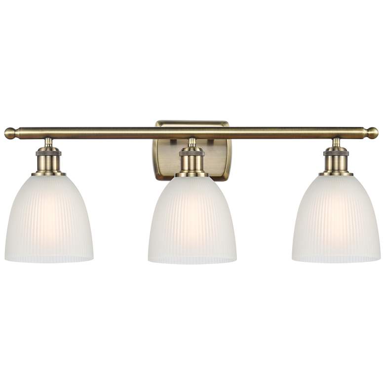 Image 1 Castile 26" Wide 3 Light Antique Brass Bath Vanity Light w/ White Shad