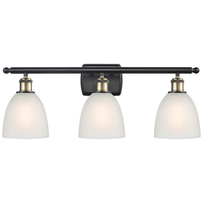 Image 1 Castile 26" Wide 3 Light Black Brass Bath Vanity Light w/ White Shade