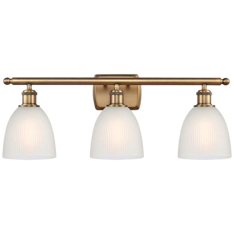 Image 1 Castile 26" Wide 3 Light Brushed Brass Bath Vanity Light w/ White Shad