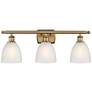 Castile 26" Wide 3 Light Brushed Brass Bath Vanity Light w/ White Shad