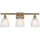 Castile 26" Wide 3 Light Brushed Brass Bath Vanity Light w/ White Shad