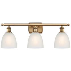 Castile 26" Wide 3 Light Brushed Brass Bath Vanity Light w/ White Shad