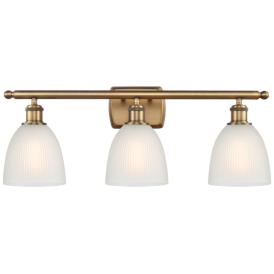 Castile 26" Wide 3 Light Brushed Brass Bath Vanity Light w/ White Shad Castile 26" Wide 3 Light Brushed Brass Bath Vanity Light w/ White Shad