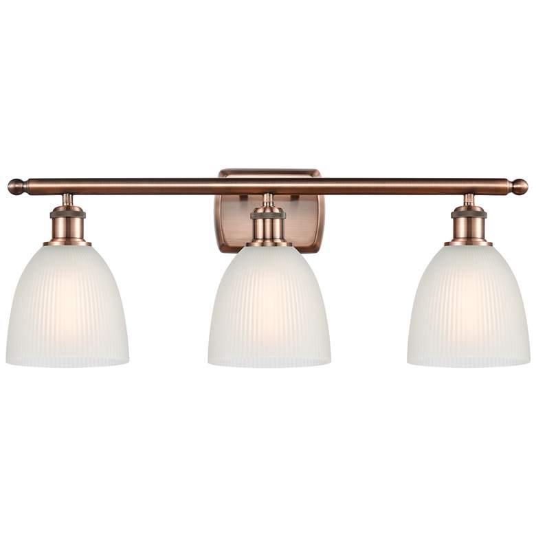 Image 1 Castile 26" Wide 3 Light Copper Bath Vanity Light w/ White Shade
