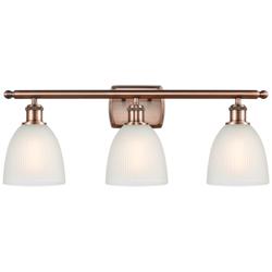Castile 26" Wide 3 Light Copper Bath Vanity Light w/ White Shade