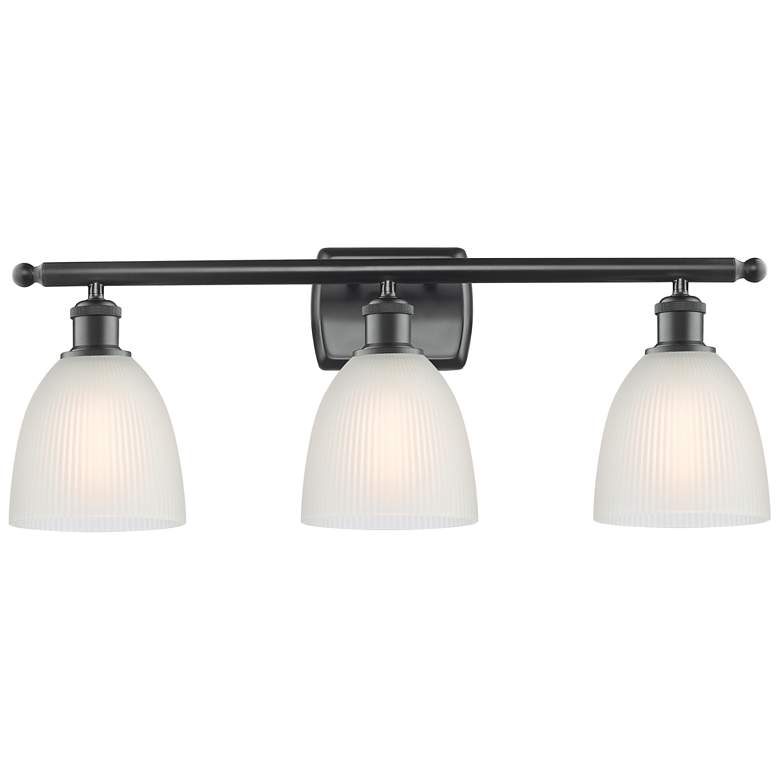 Image 1 Castile 26" Wide 3 Light Matte Black Bath Vanity Light w/ White Shade