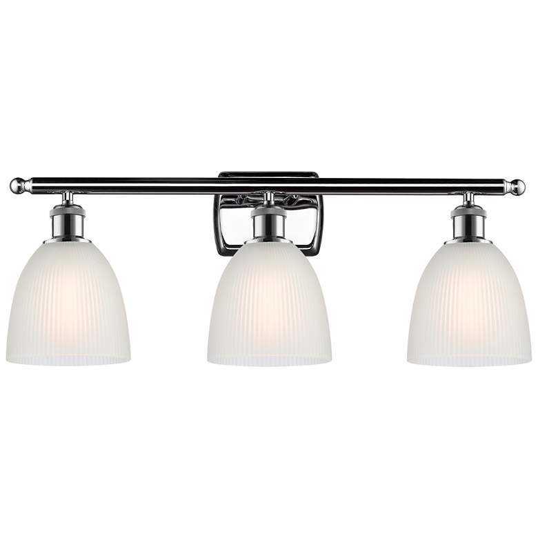 Image 1 Castile 26" Wide 3 Light Polished Chrome Bath Vanity Light w/ White Sh