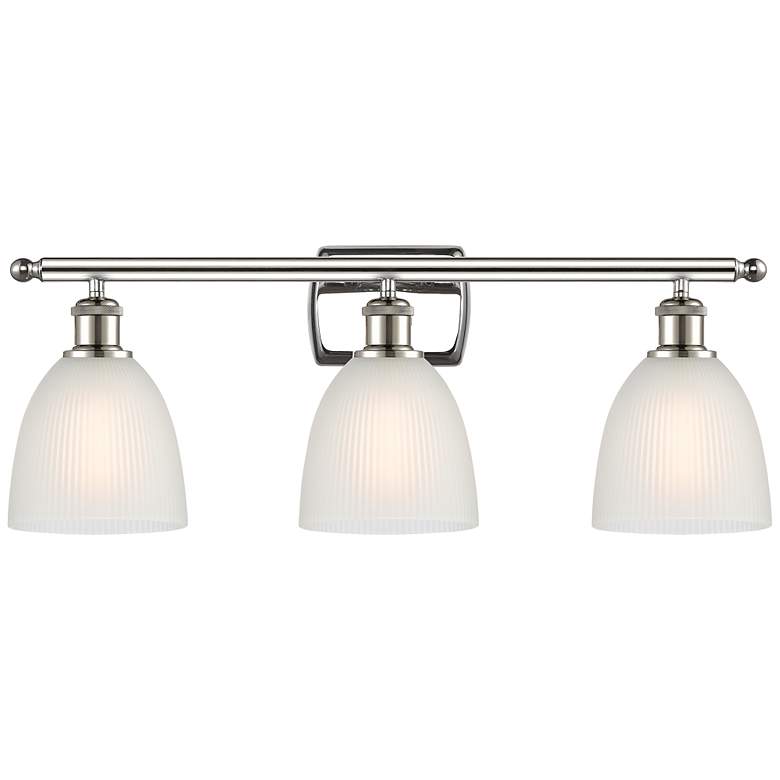 Image 1 Castile 26" Wide 3 Light Polished Nickel Bath Vanity Light w/ White Sh