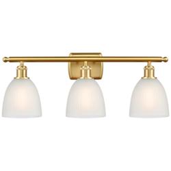 Castile 26" Wide 3 Light Satin Gold Bath Vanity Light w/ White Shade