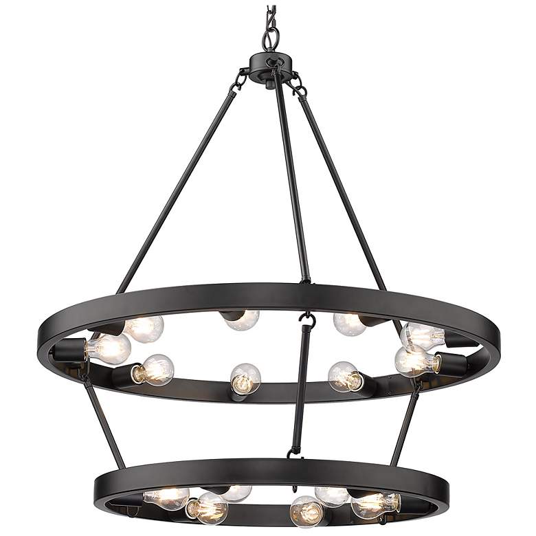 Image 1 Castile 32" Wide Matte Black 15-Light Chandelier