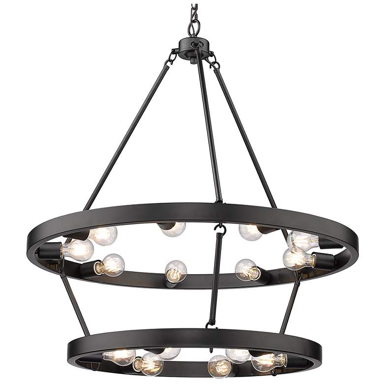 Image 1 Castile 32 inch Wide Matte Black 15-Light Chandelier