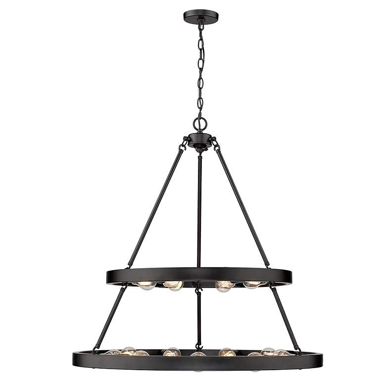 Image 2 Castile 32" Wide Matte Black 2-Tier 15-Light Chandelier more views