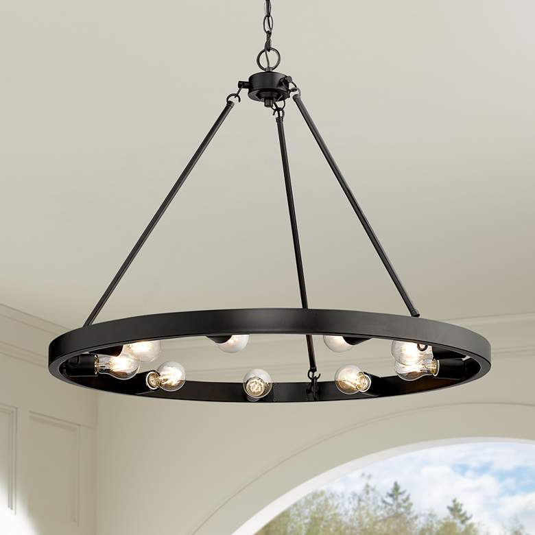 Image 1 Castile 32" Wide Matte Black 9-Light Ring Chandelier
