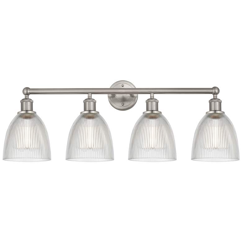 Image 1 Castile 33" 4-Light Brushed Satin Nickel Bath Light w/ Clear Shade