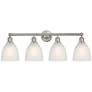 Castile 33" 4-Light Brushed Satin Nickel Bath Light w/ White Shade