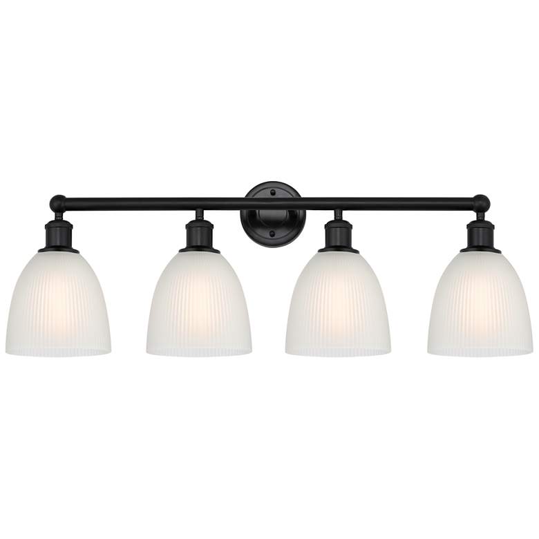 Image 1 Castile 33" 4-Light Matte Black Bath Light w/ White Shade