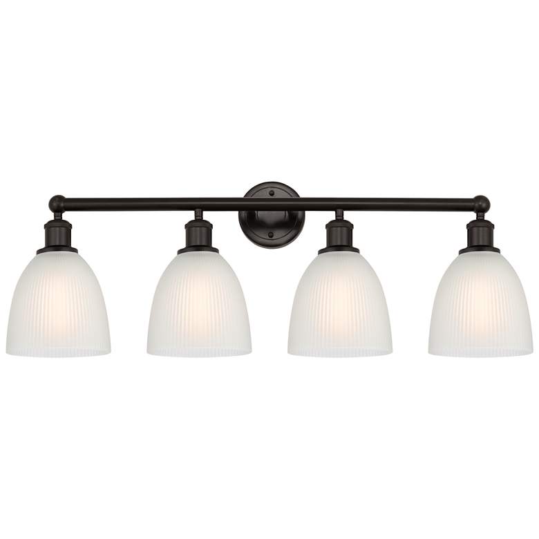 Image 1 Castile 33" 4-Light Oil Rubbed Bronze Bath Light w/ White Shade