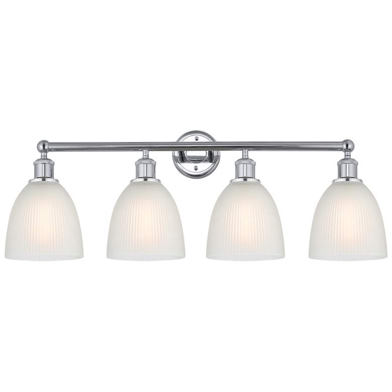 Image 1 Castile 33" 4-Light Polished Chrome Bath Light w/ White Shade