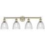 Castile 33" Wide 4 Light Antique Brass Bath Vanity Light With Clear Sh