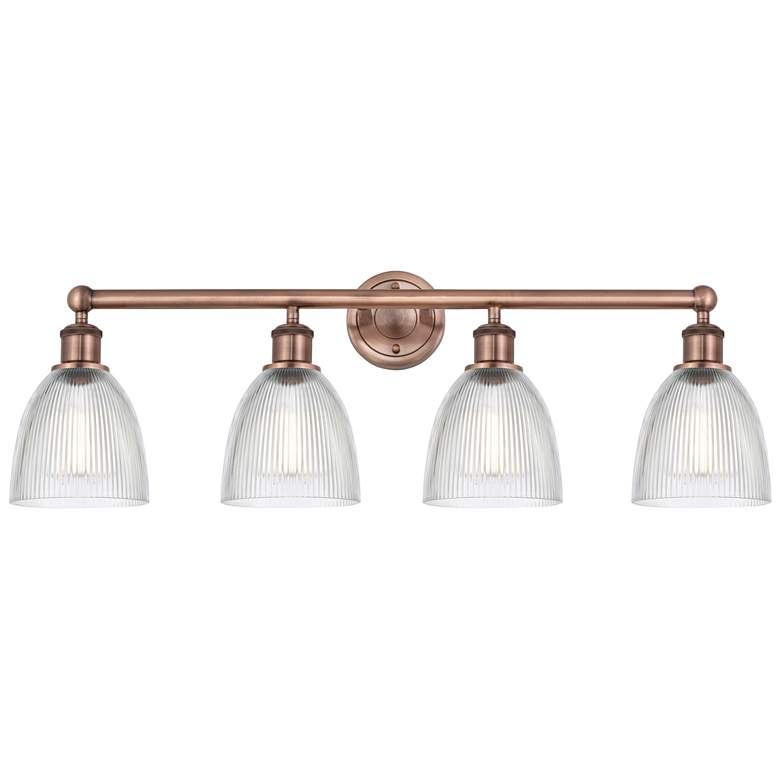 Image 1 Castile 33 inch Wide 4 Light Antique Copper Bath Vanity Light With Clear S