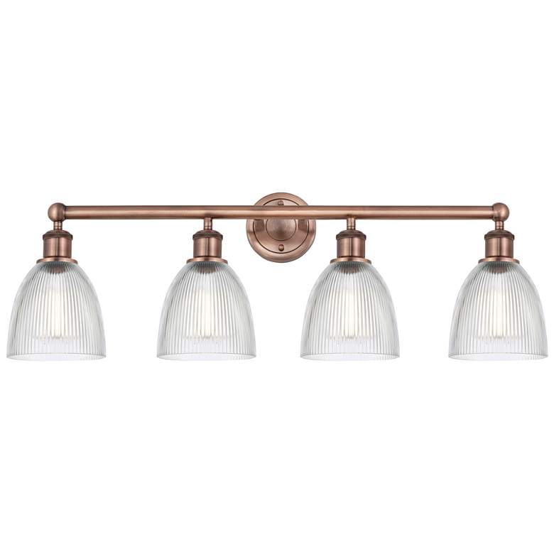 Image 1 Castile 33" Wide 4 Light Antique Copper Bath Vanity Light With Clear S