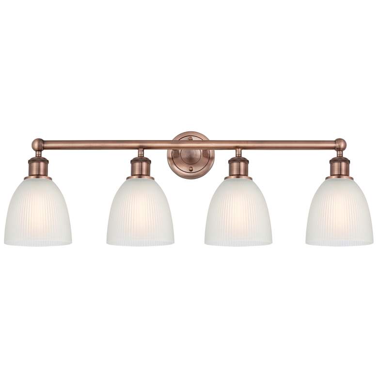 Image 1 Castile 33" Wide 4 Light Antique Copper Bath Vanity Light With White S