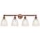 Castile 33" Wide 4 Light Antique Copper Bath Vanity Light With White S