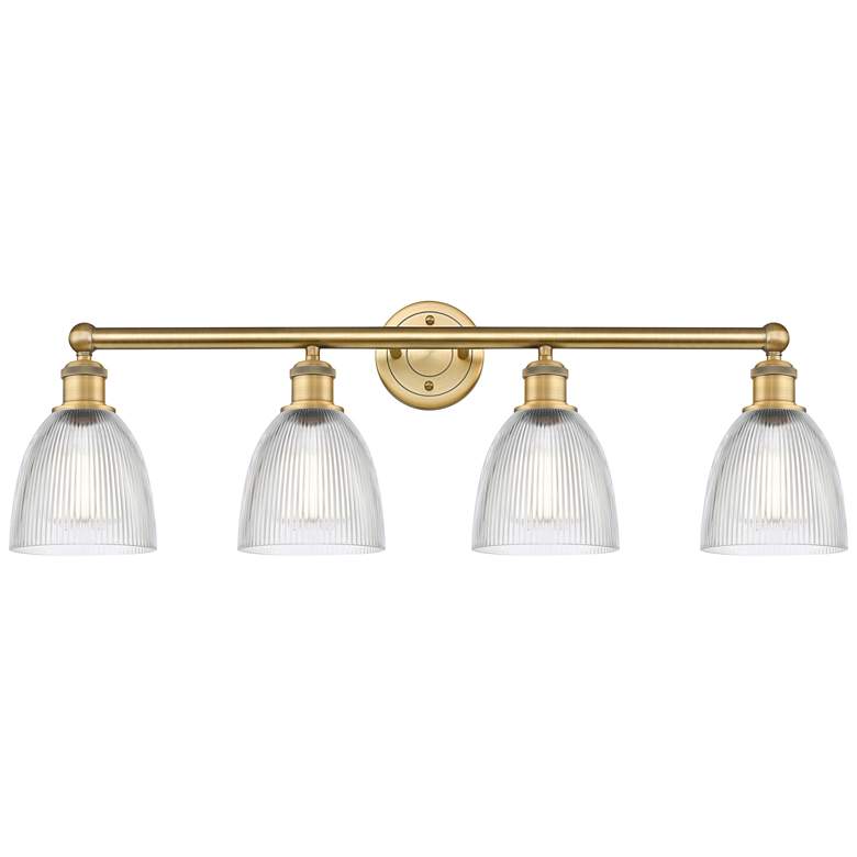 Image 1 Castile 33" Wide 4 Light Brushed Brass Bath Vanity Light With Clear Sh