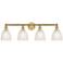Castile 33" Wide 4 Light Brushed Brass Bath Vanity Light With White Sh