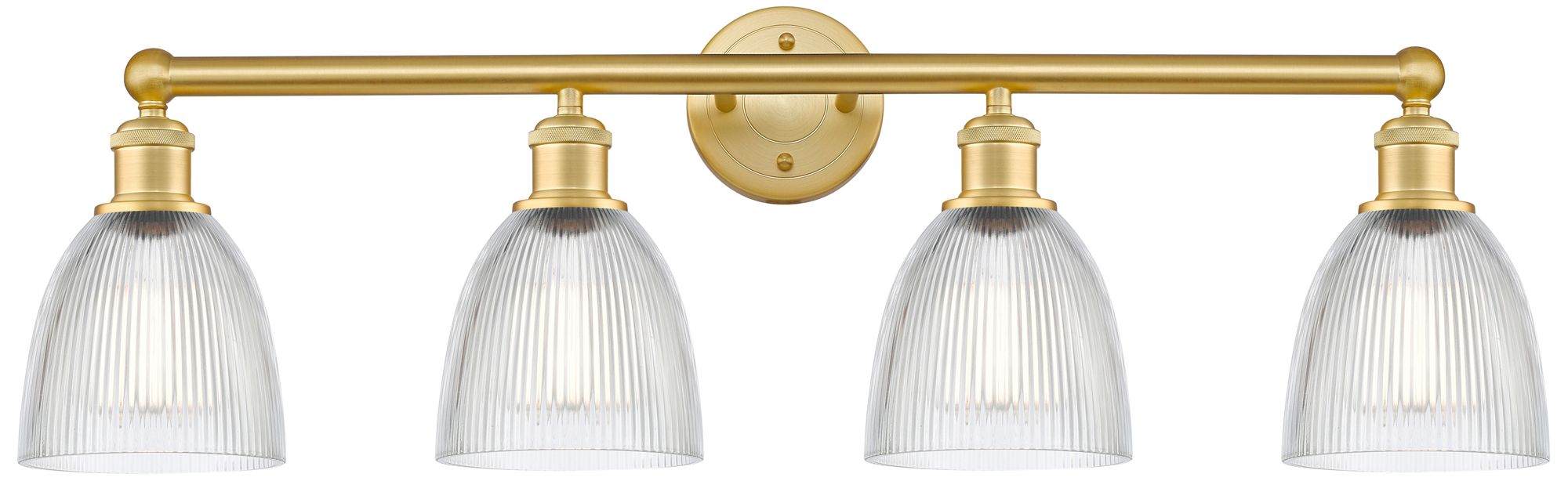 Castile 33" Wide 4 Light Satin Gold Bath Vanity Light With Clear Shade