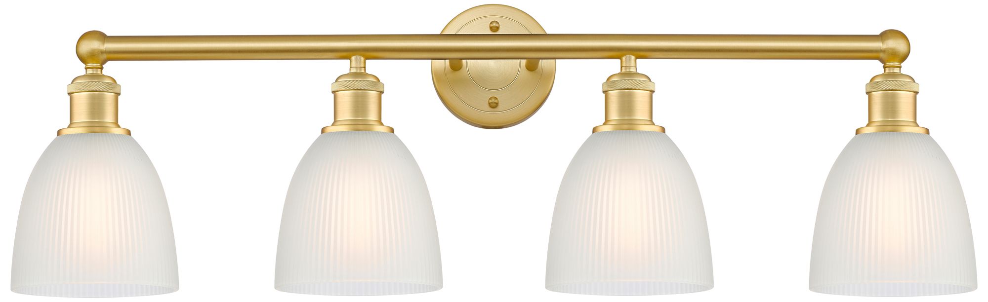 Castile 33" Wide 4 Light Satin Gold Bath Vanity Light With White Shade