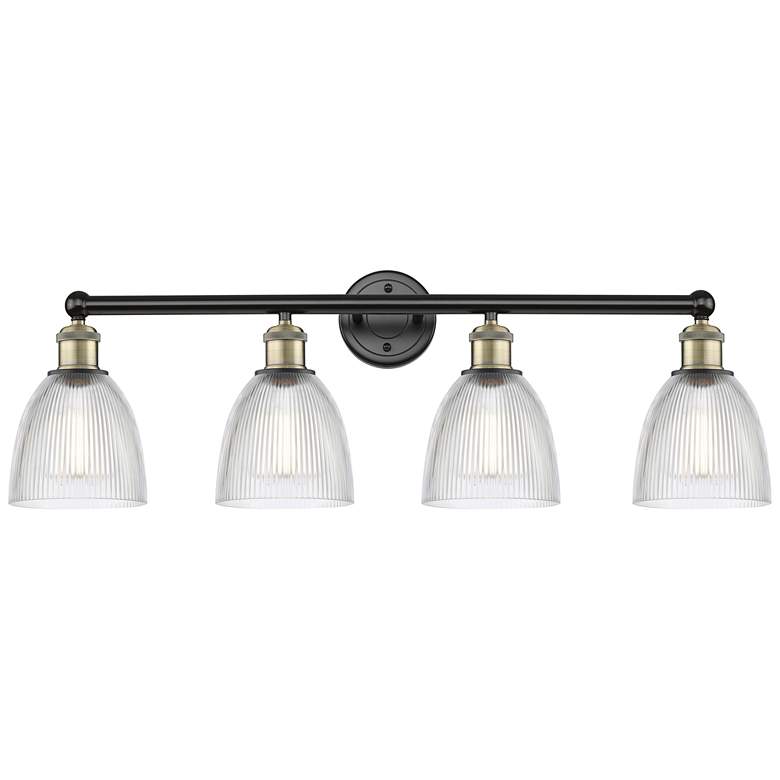 Image 1 Castile 33"W 4 Light Black Antique Brass Bath Vanity Light With Clear
