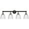Castile 33"W 4 Light Black Antique Brass Bath Vanity Light With Clear