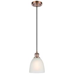 Castile 6" Antique Copper Cord Hung Mini Pendant w/ White Shade