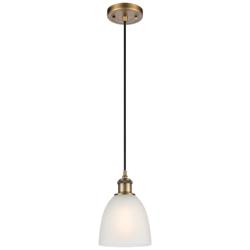 Castile 6" Brushed Brass Cord Hung Mini Pendant w/ White Shade