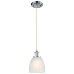 Castile 6" Polished Chrome Cord Hung Mini Pendant w/ White Shade
