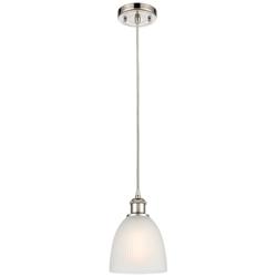 Castile 6" Polished Nickel Cord Hung Mini Pendant w/ White Shade