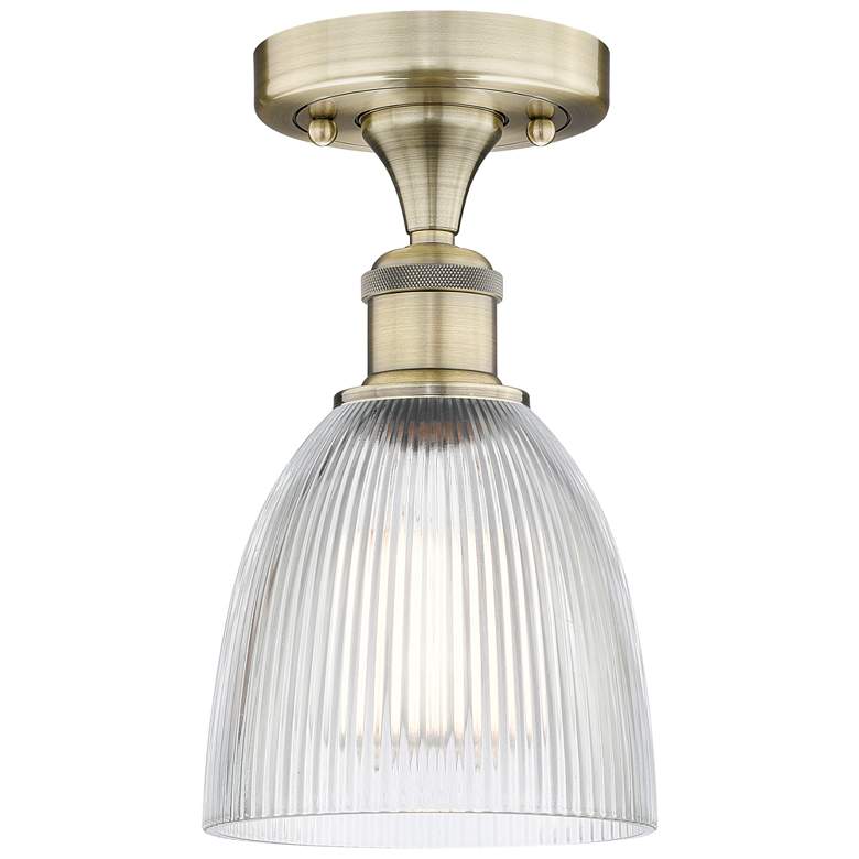 Image 1 Castile 6" Wide Antique Brass Flush Mount With Clear Glass Shade