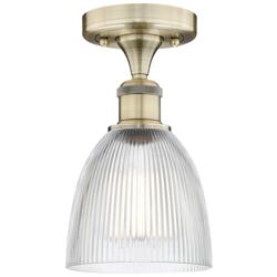 Castile 6" Wide Antique Brass Flush Mount With Clear Glass Shade