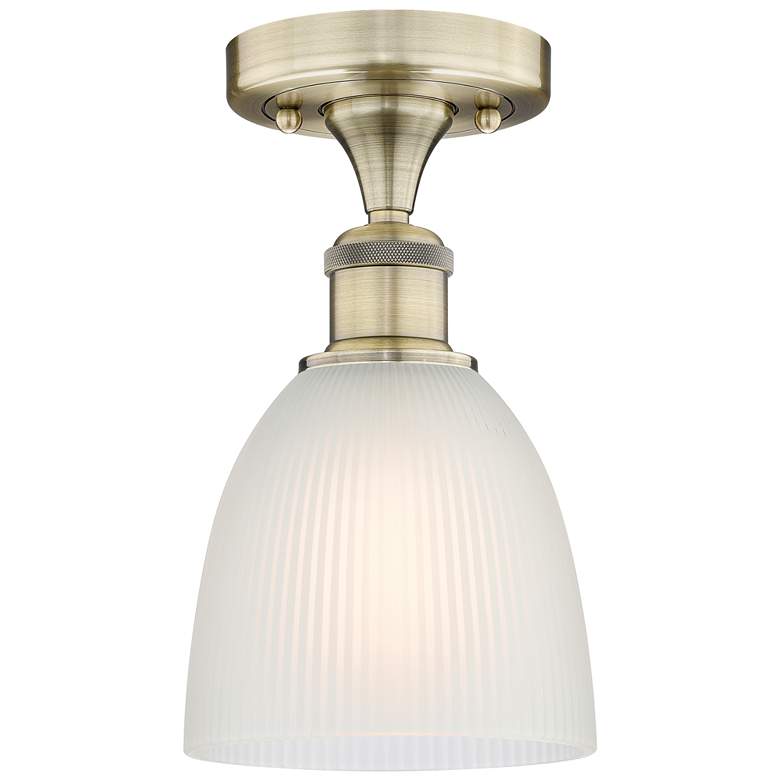 Image 1 Castile 6" Wide Antique Brass Flush Mount With White Glass Shade