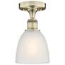 Castile 6" Wide Antique Brass Flush Mount With White Glass Shade