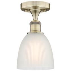 Castile 6" Wide Antique Brass Flush Mount With White Glass Shade