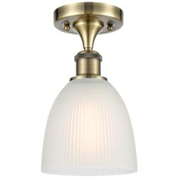 Castile 6" Wide Antique Brass Semi Flush Mount w/ White Shade