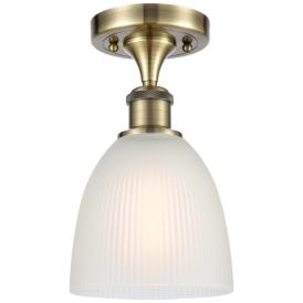 Castile 6" Wide Antique Brass Semi Flush Mount w/ White Shade Castile 6" Wide Antique Brass Semi Flush Mount w/ White Shade