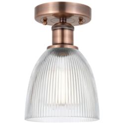 Castile 6&quot; Wide Antique Copper Flush Mount With Clear Glass Shade
