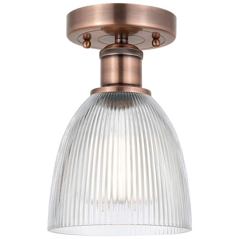 Image 1 Castile 6" Wide Antique Copper Flush Mount With Clear Glass Shade