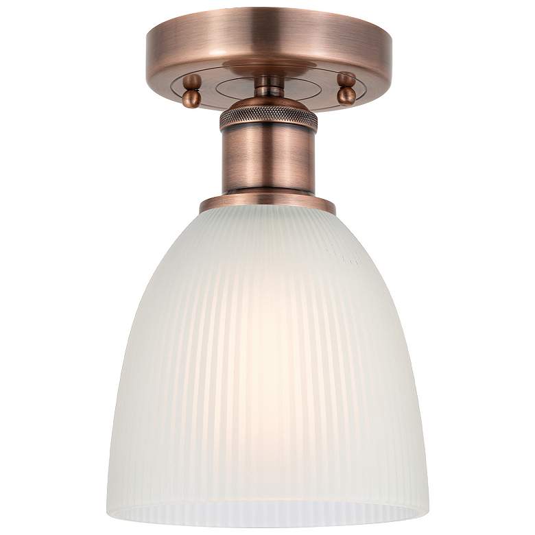 Image 1 Castile 6" Wide Antique Copper Flush Mount With White Glass Shade