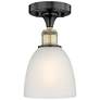 Castile 6" Wide Black Antique Brass Flush Mount With White Glass Shade
