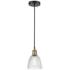 Castile 6" Wide Black Brass Corded Mini Pendant With Clear Shade